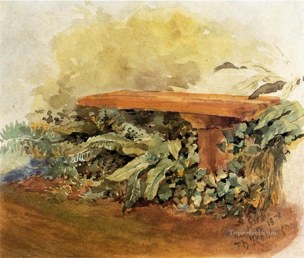 シダのあるガーデンベンチ セオドア・ロビンソン油絵